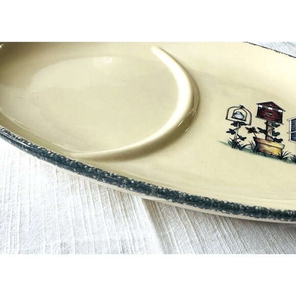 Home & Garden Party Birdhouses Stoneware Soup Bowl & Sandwich Plate Platter Set - Picture 10 of 13